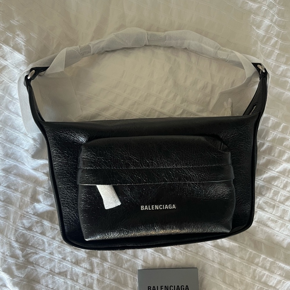 Balenciaga Black Leather Raver Shoulder Bag NWT
